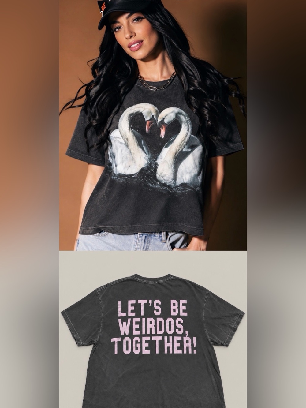 Dressed in LaLa Let's Be Weirdos, Together" Swan Boxy Tee